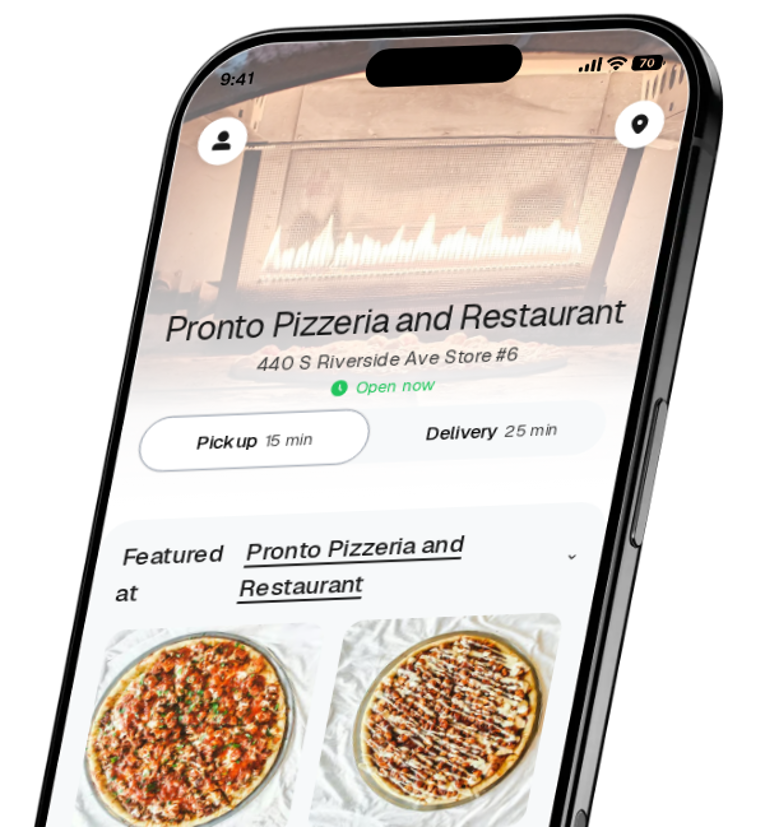 Pronto Pizzeria and Restaurant app preview